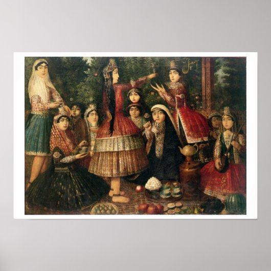 Vrouwen en kinderen in een tuin, 19e eeuw (olie) poster (Voorkant)