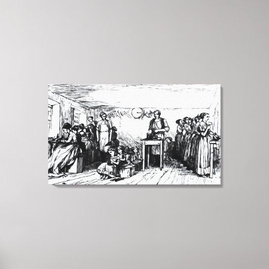 Vrouwen en kinderen Schoenen maken Canvas Afdruk (Voorkant)