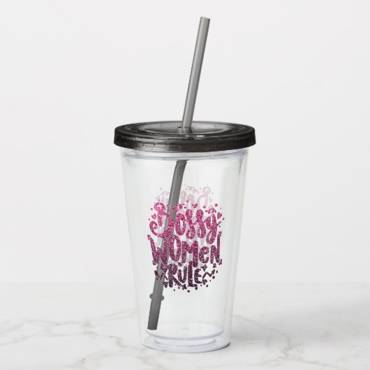 VROUWEN EN KLANTSTROOMTYPOGRAFIE VOOR VROUWEN ACRYL DRINKBEKER (Achterkant)