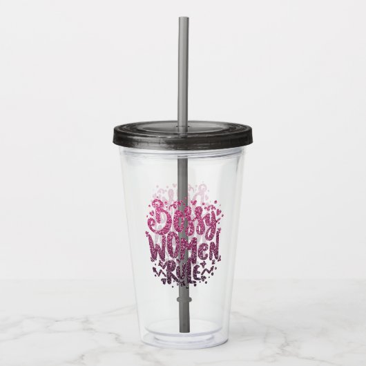 VROUWEN EN KLANTSTROOMTYPOGRAFIE VOOR VROUWEN ACRYL DRINKBEKER (Voorkant)