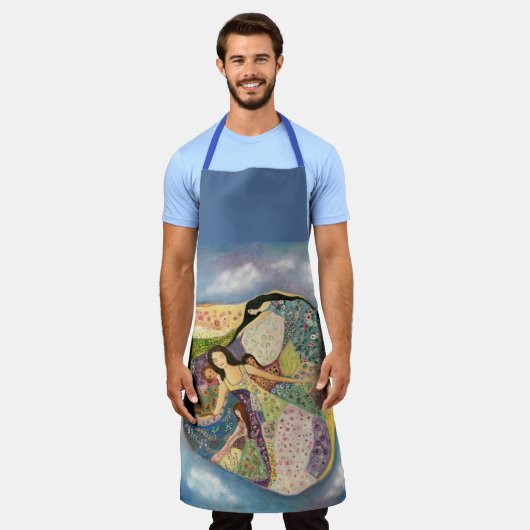 Vrouwen en Meisjes Klimt Style Art Schort (Gedragen)