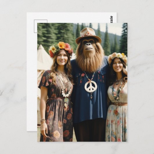 Vrouwen en Sasquatch Retro Hippies Festival Briefkaart (Voorkant / Achterkant)
