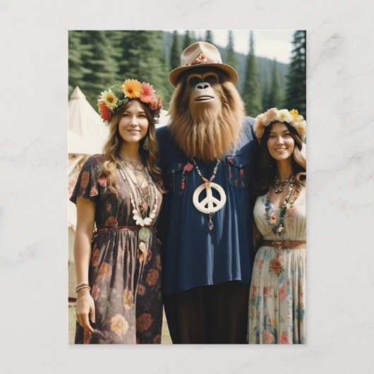 Vrouwen en Sasquatch Retro Hippies Festival Briefkaart (Voorkant)