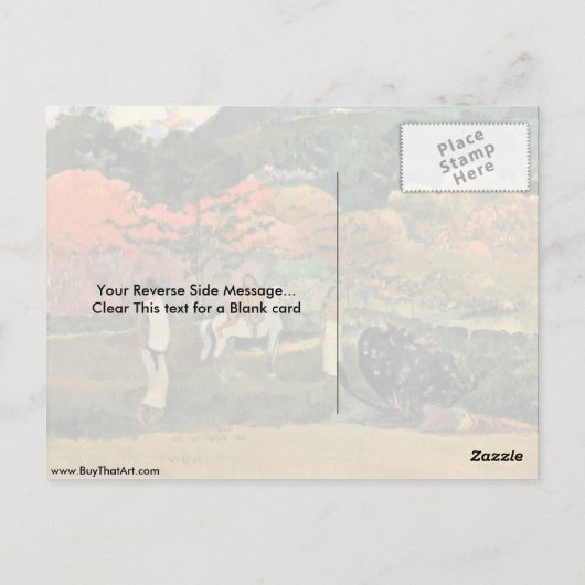 Vrouwen en witte paarden door Eugene Paul Gauguin Briefkaart (Achterkant)