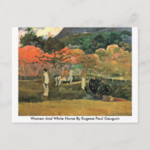 Vrouwen en witte paarden door Eugene Paul Gauguin Briefkaart