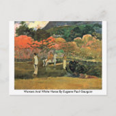 Vrouwen en witte paarden door Eugene Paul Gauguin Briefkaart (Voorkant)