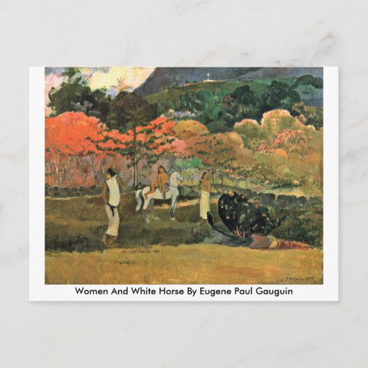 Vrouwen en witte paarden door Eugene Paul Gauguin Briefkaart (Voorkant)