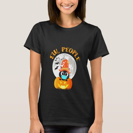 Vrouwen Ew Mensen Halloween Kat T-shirt (Voorkant)