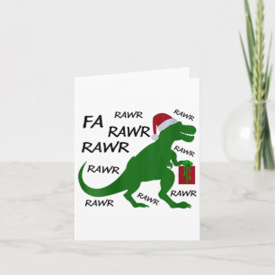 Vrouwen Fa Rawr Dinosaur T-rex kerstfeest Santa T- Kaart