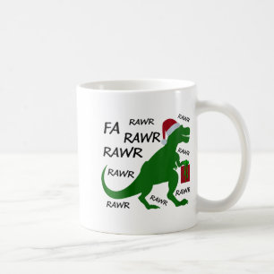 Vrouwen Fa Rawr Dinosaur T-rex kerstfeest Santa T- Koffiemok