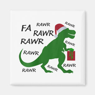 Vrouwen Fa Rawr Dinosaur T-rex kerstfeest Santa T- Magneet