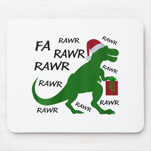 Vrouwen Fa Rawr Dinosaur T-rex kerstfeest Santa T- Muismat (Voorkant)