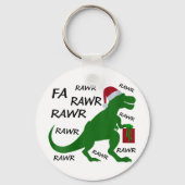Vrouwen Fa Rawr Dinosaur T-rex kerstfeest Santa T- Sleutelhanger (Voorkant)
