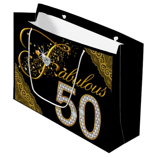Vrouwen Fabulous 50 Verjaardag Groot Cadeauzakje (Voorkant Gekanteld)