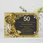 Vrouwen Fabulous 50 verjaardagsfeestje Kaart (Staand voorkant)