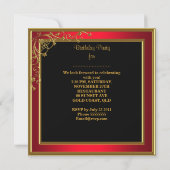 Vrouwen Fabulous 50th Birthday Party Red Gold Kaart (Achterkant)