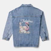 Vrouwen Fabulous Flamingo Bloemen Roze Denim Jacket (Achterkant)
