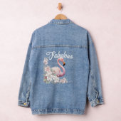 Vrouwen Fabulous Flamingo Bloemen Roze Denim Jacket (Hangar)