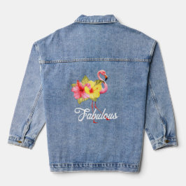 Vrouwen Fabulous Flamingo Tropische Bloemen Roze Denim Jacket