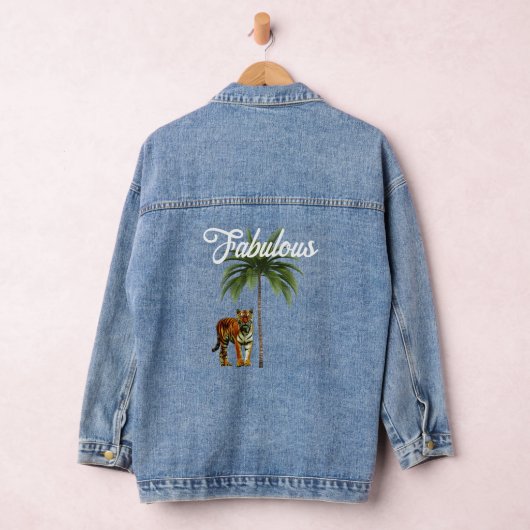 Vrouwen Fabulous Wild Tiger Palm Tree Denim Jacket (Hangar)