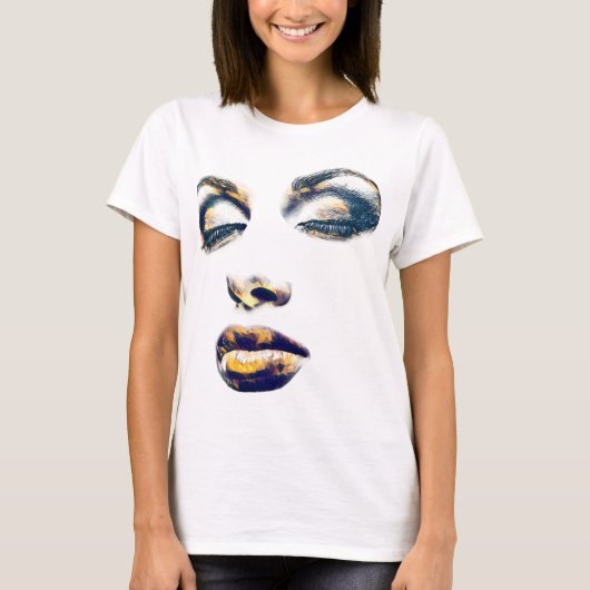 Vrouwen Face Gold Make-up beauty Abstract originee T-shirt (Voorkant)