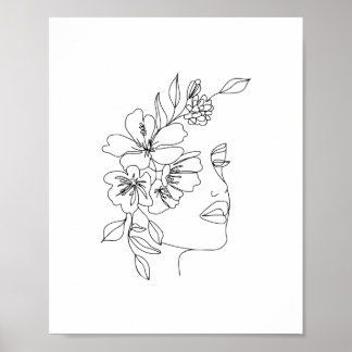 Vrouwen face line art poster