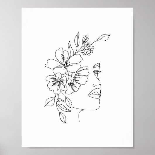 Vrouwen face line art poster (Voorkant)