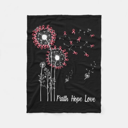 Vrouwen Faith Hope Love Breast Cancer Dandelion Fl Fleece Deken (Voorkant)