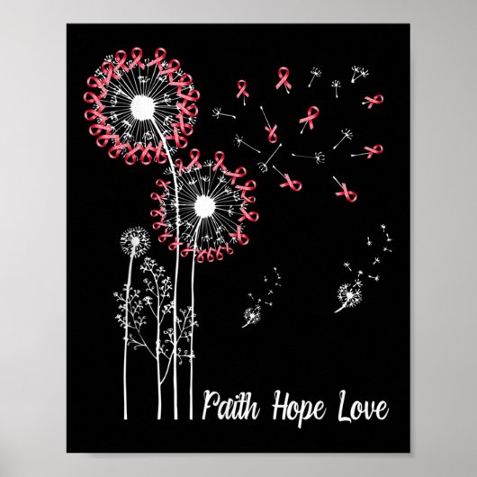 Vrouwen Faith Hope Love Breast Cancer Dandelion Fl Poster (Voorkant)