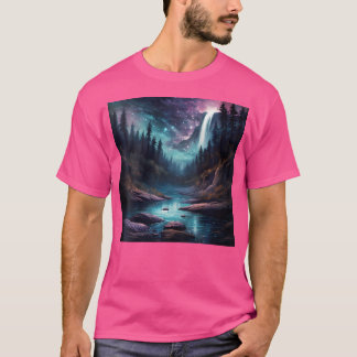 Vrouwen Fantasy Herfst Landscape River en waterval T-shirt