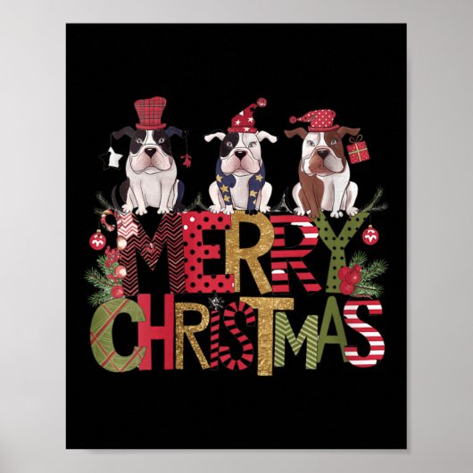 Vrouwen Feestelijke Vrolijke Kerst 'Bulldogs Poster (Voorkant)