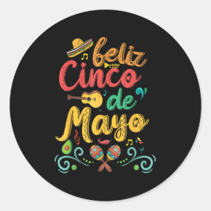 Vrouwen Feliz Cinco De Mayo Fiesta Mexicaanse Part Ronde Sticker