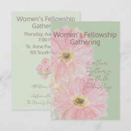 Vrouwen Fellowship | Roze Gerber Daisy Plat Kaart