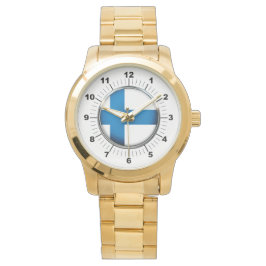 Vrouwen Finland Vlag Oversized Gouden Armband Horl Horloge