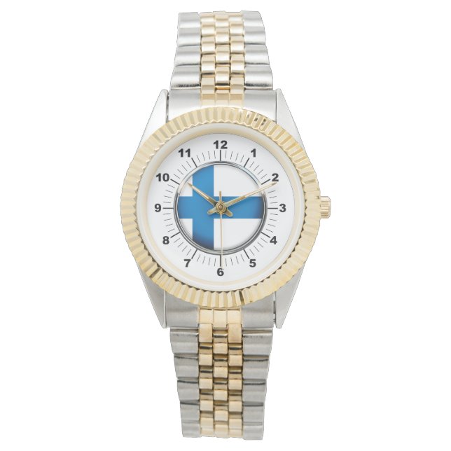 Vrouwen Finland Vlag Two-Tone Armband Horloge (Voorkant)