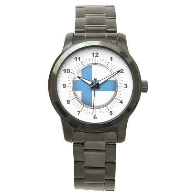 Vrouwen Finse vlag Oversized zwart horloge (Voorkant)