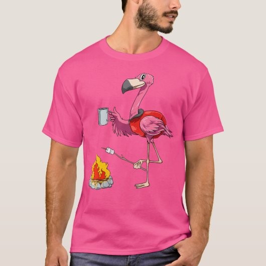 Vrouwen Flamingo Camping Flamingo Camper Camping L T-shirt (Voorkant)