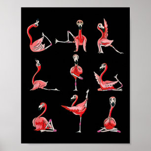 Vrouwen Flamingo Doen Yoga Pose Meditatie Mannen V Poster