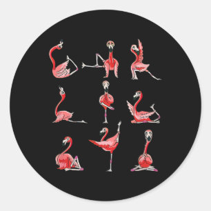 Vrouwen Flamingo Doen Yoga Pose Meditatie Mannen V Ronde Sticker