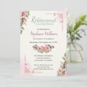 Vrouwen Floral Classic Elegant Pensioen Party Kaart (Staand voorkant)