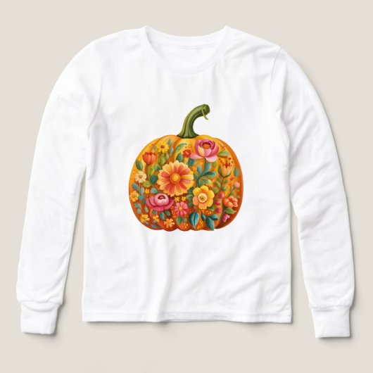 Vrouwen Folk Art Pumpkin T-shirt – Symmetrisch (Voorkant)