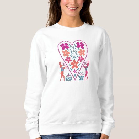 Vrouwen Folky Heart met Konijnen Sweatshirt (Voorkant)