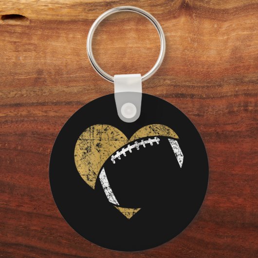 Vrouwen Football Hart Cutout Goud Wit Team Game Sleutelhanger (Voorkant)