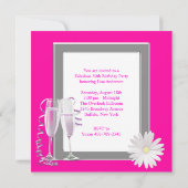 Vrouwen Foto Hot Pink Verjaardagsfeest Kaart (Achterkant)