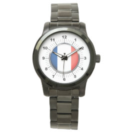 Vrouwen Frankrijk vlagOversized zwart armbandhorlo Horloge