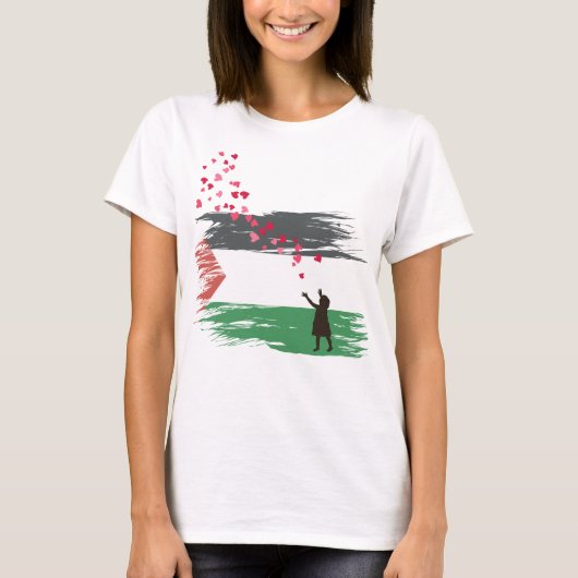 Vrouwen Free Palestine T-shirt – Gaza Orphan Aware (Voorkant)