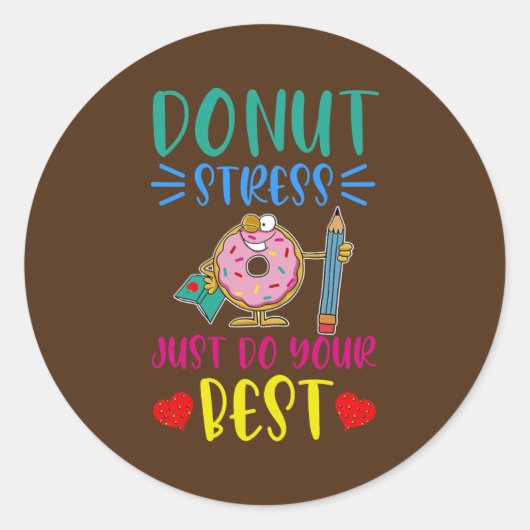 Vrouwen Funny Donut Stress doet je best om je te v Ronde Sticker (Voorkant)