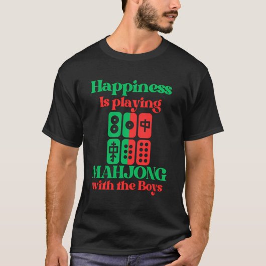 Vrouwen Funny Mahjong Happiness speelt Mahjong T-shirt (Voorkant)