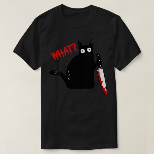 Vrouwen funny Murderous Black Cat met mes Black T-shirt (Design voorkant)