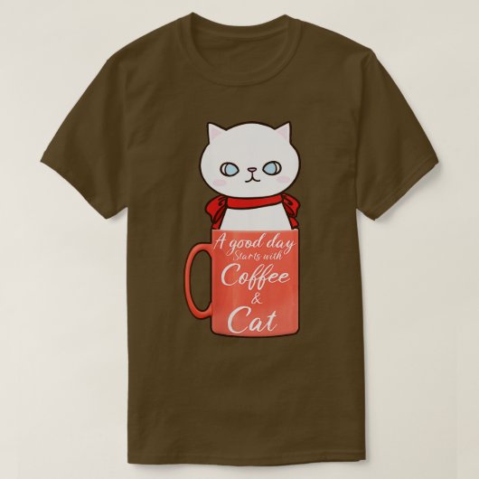 Vrouwen Funny Oranje Cat Coffee Mok Cat Lover Birt T-shirt (Design voorkant)